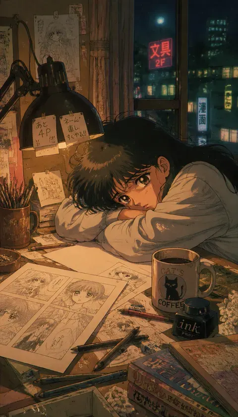 深夜赶稿现场