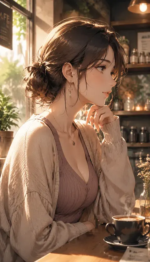 咖啡馆侧颜