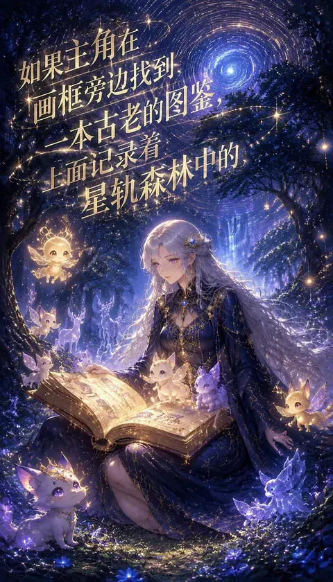 如果主角在画框旁边找到一本古老的图鉴，上面记录着星轨森林中的