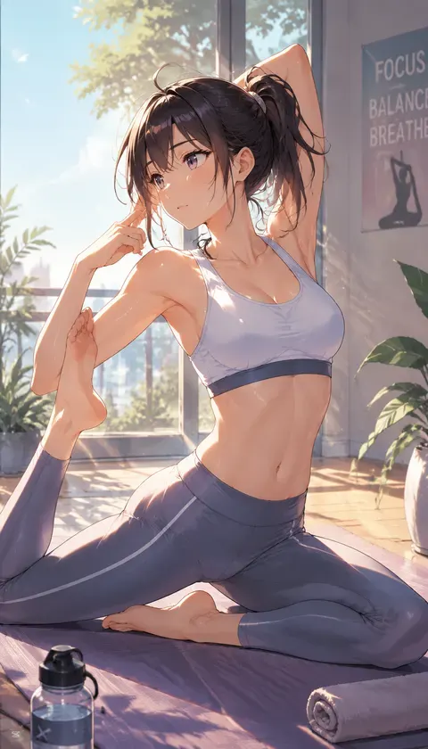 运动少女·瑜伽垫清晨