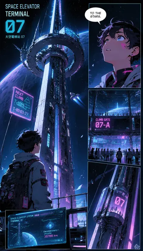科幻·太空电梯站 · AI图集 · quiet_view