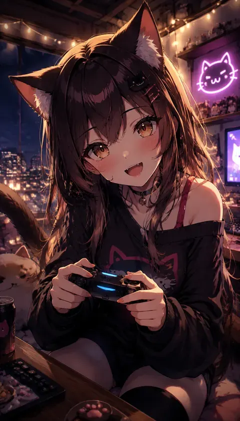 兽耳·猫耳游戏夜 · AI图集 · soft_cat1