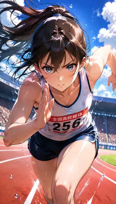 运动少女·田径场冲刺 · AI图集 · sunset_bird78