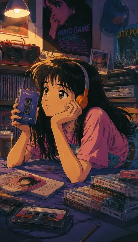 Retro Anime – Cassettes and Walkman · AI Image Collection · 阿南南
