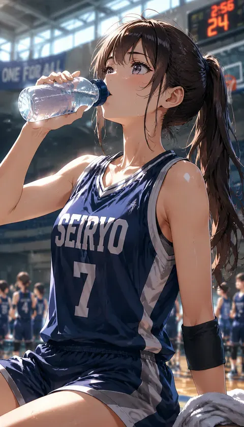 运动少女·球场休息喝水 · AI图集 · 孤岛随便看看