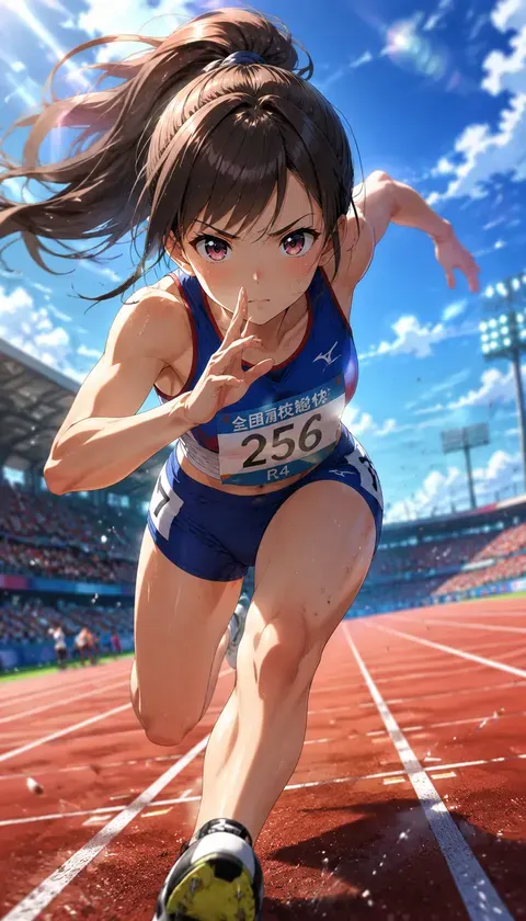 运动少女·田径场冲刺 · AI图集 · 深夜宁