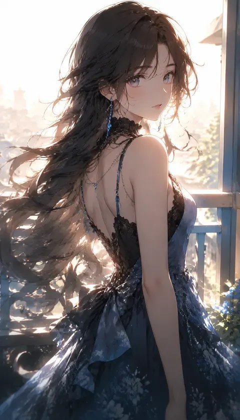 动漫美女·阳台逆光 · AI图集 · 半夏安