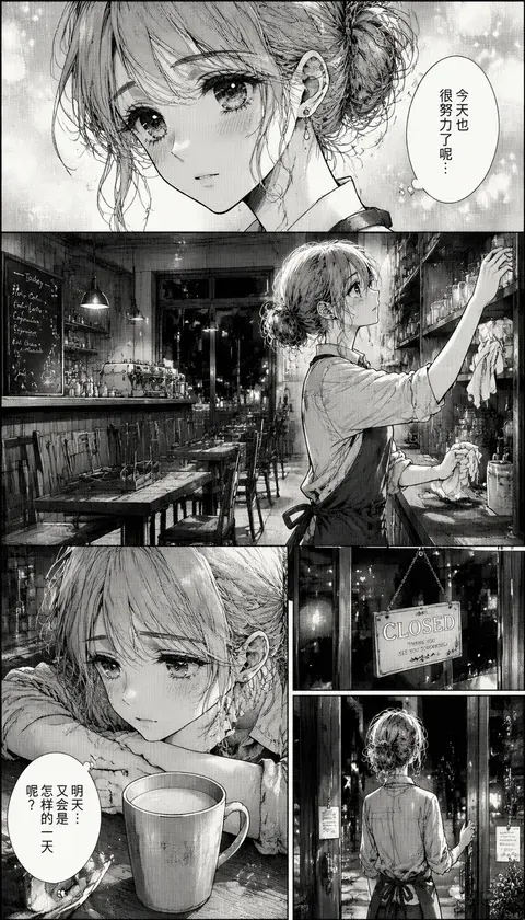 女同百合·咖啡店打烊后 · AI 이미지 모음 · 柚子不想卷