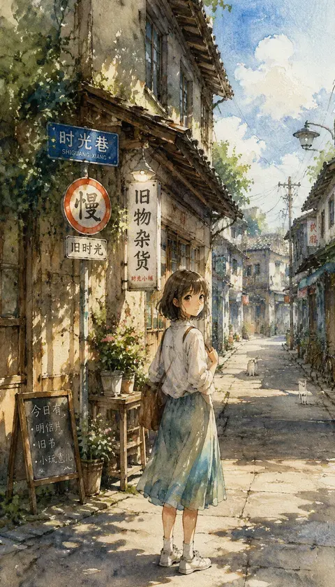 水彩动漫·旧街角 · AI 이미지 모음 · cloud_walk
