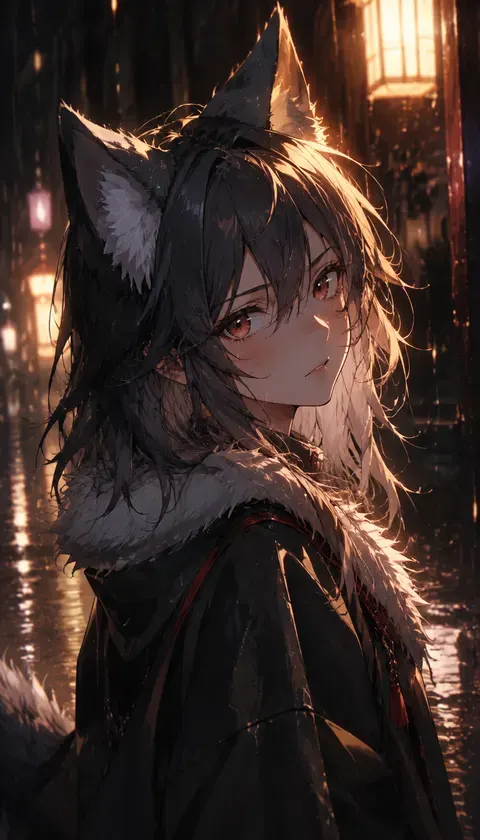兽耳·狼耳雨夜 · AI图集 · 微光潜水员95