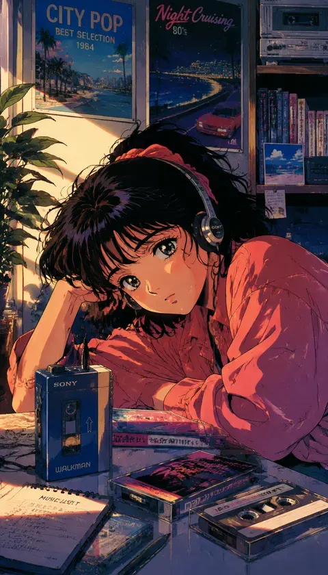 레트로 애니메이션·카세트와 Walkman · AI 이미지 모음 · 温酒的刷漫人