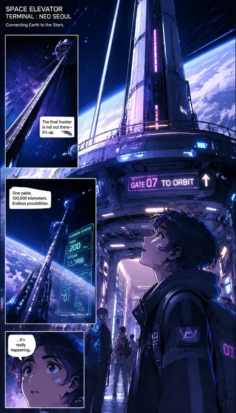 科幻·太空电梯站 · AI图集 · 拾光搭子
