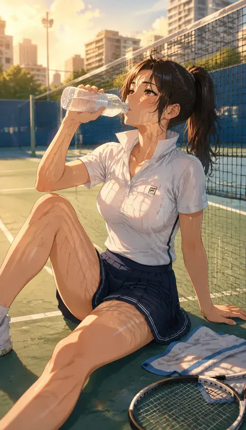 네트 앞 작은 쉼·물빛 · AI 이미지 모음 · velvet_fox