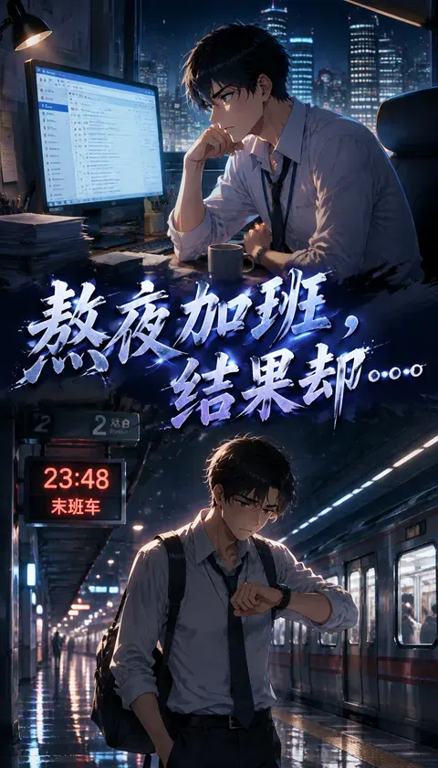 加班到末班地铁 · AIマンガ · 木棉冲浪选手