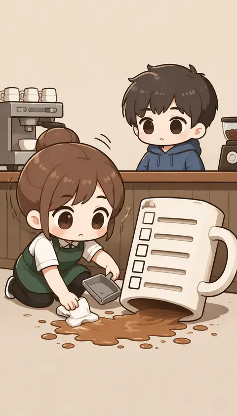 커피 유출 · AI 만화 · 白桃猫咪